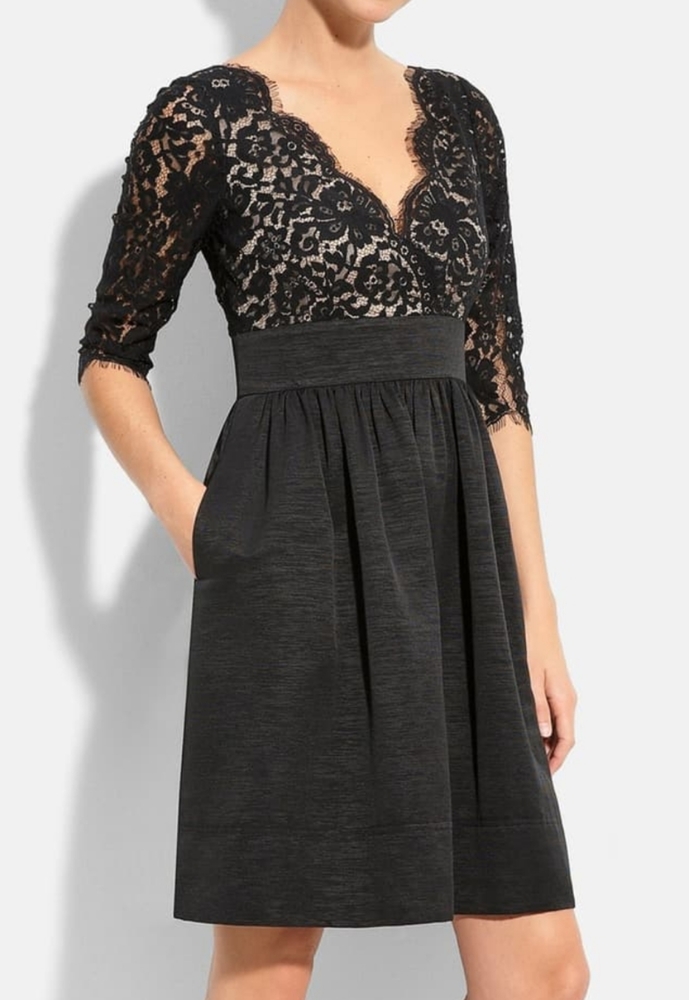 Eliza J Lace & Faille Wrap Top Cocktail Dress